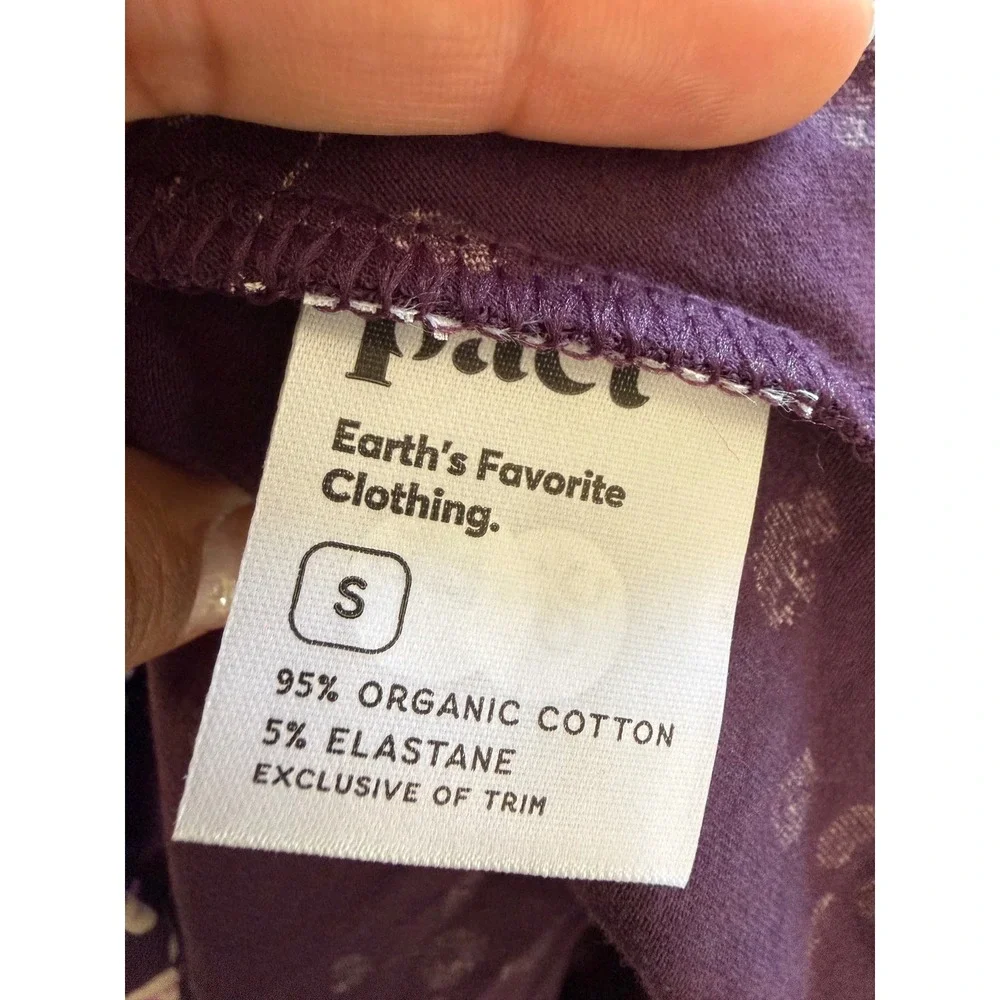 Pact Organic Cotton Floral Fit & Flare Dress Purple Cross Back Pockets Small - Picture 3 of 7